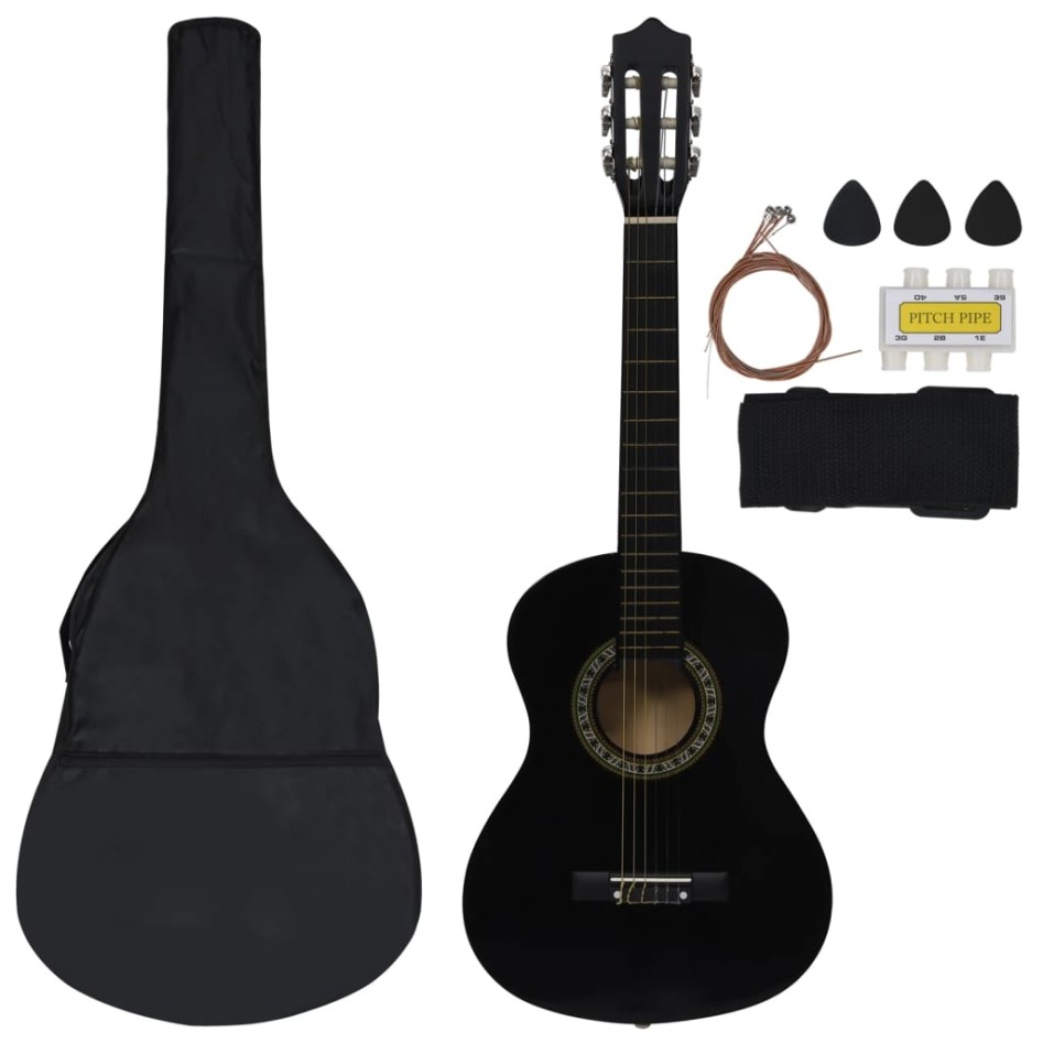 Set de guitarra clásica para principiantes 8 pzas negro 1/2