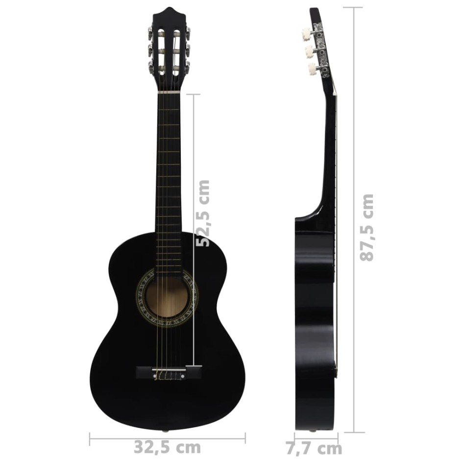 Set de guitarra clásica para principiantes 8 pzas negro 1/2