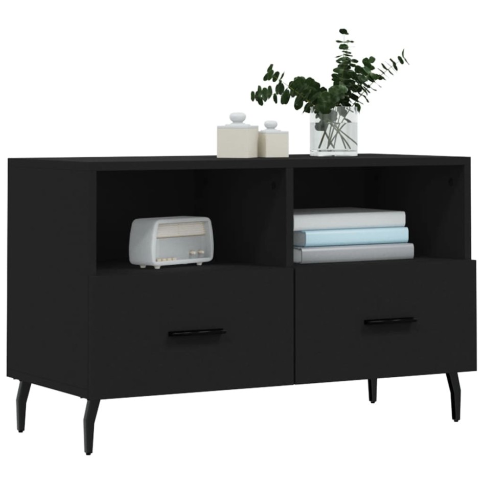 Mueble para TV madera contrachapada negro 80x36x50