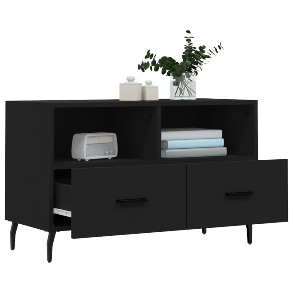 Mueble para TV madera contrachapada negro 80x36x50