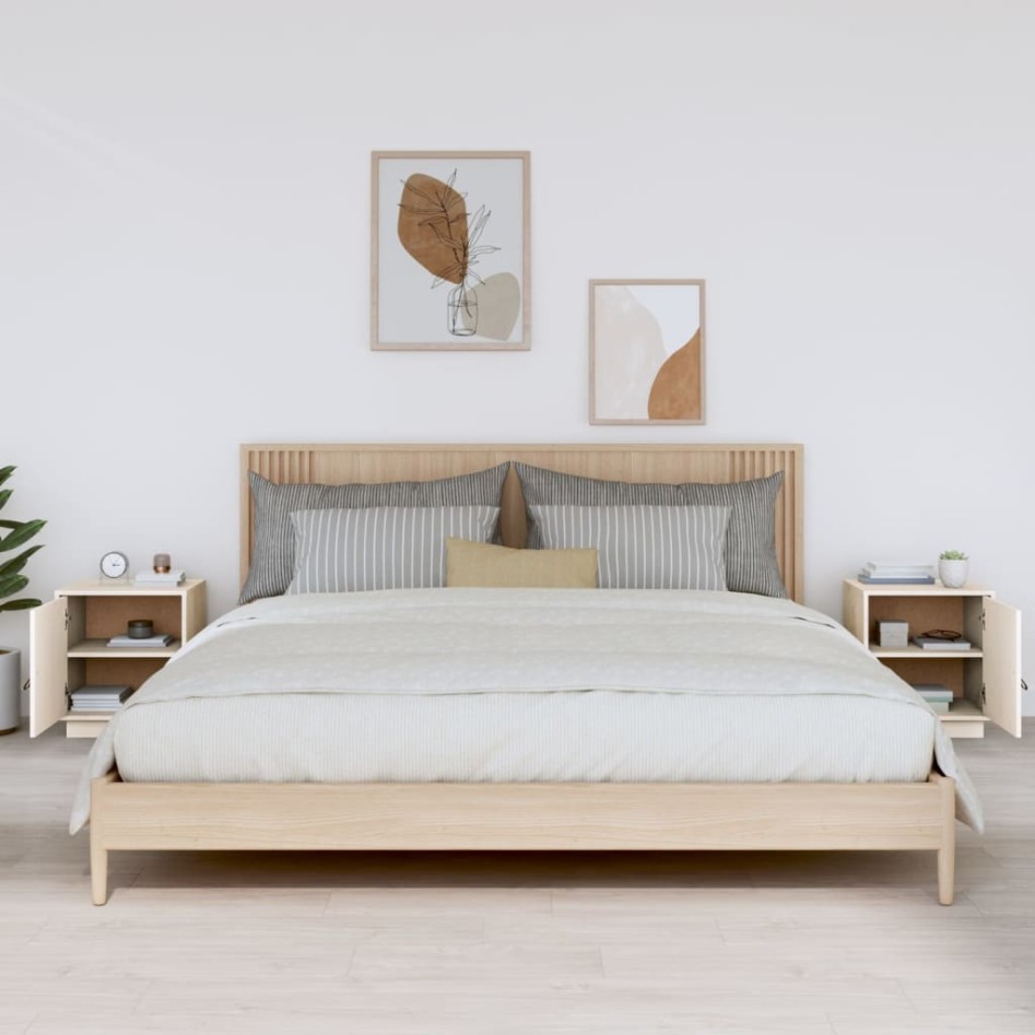 Mesitas de noche 2 uds madera maciza pino blanco 40x34x45