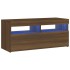 Mueble de TV con luces LED roble marrón 90x35x40