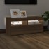 Mueble de TV con luces LED roble marrón 90x35x40