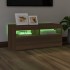 Mueble de TV con luces LED roble marrón 90x35x40