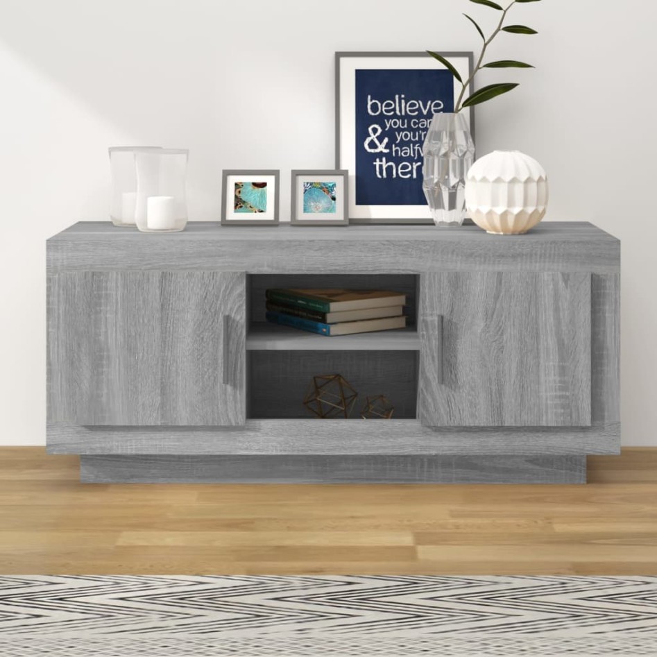 Mueble para TV madera contrachapada gris Sonoma 102x35x45