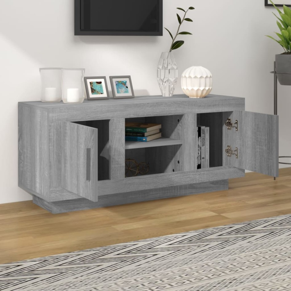 Mueble para TV madera contrachapada gris Sonoma 102x35x45