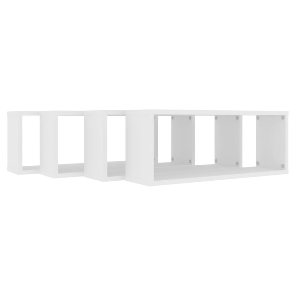 Estante cubo de pared 4 uds contrachapado blanco 60x15x23