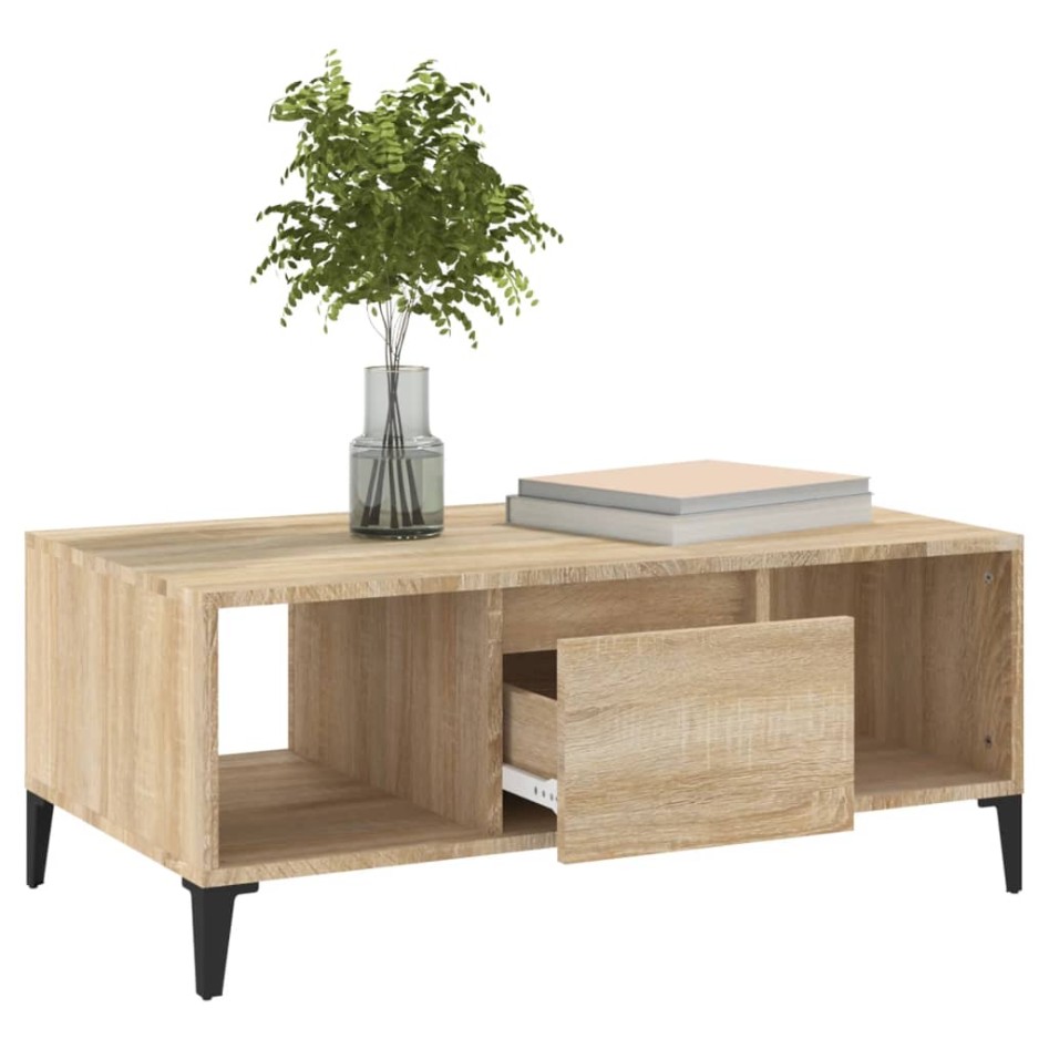 Mesa de centro madera contrachapada roble Sonoma 90x50x36,5
