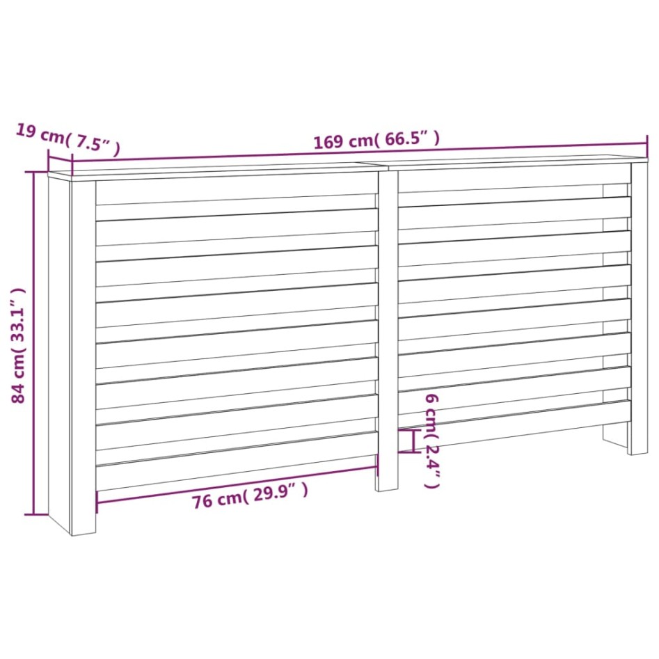 Cubierta de radiador madera maciza de pino 169x19x84