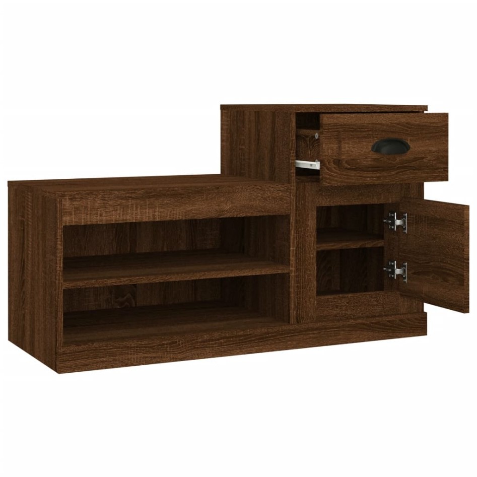 Mueble zapatero madera contrachapada roble marrón 100x42x60