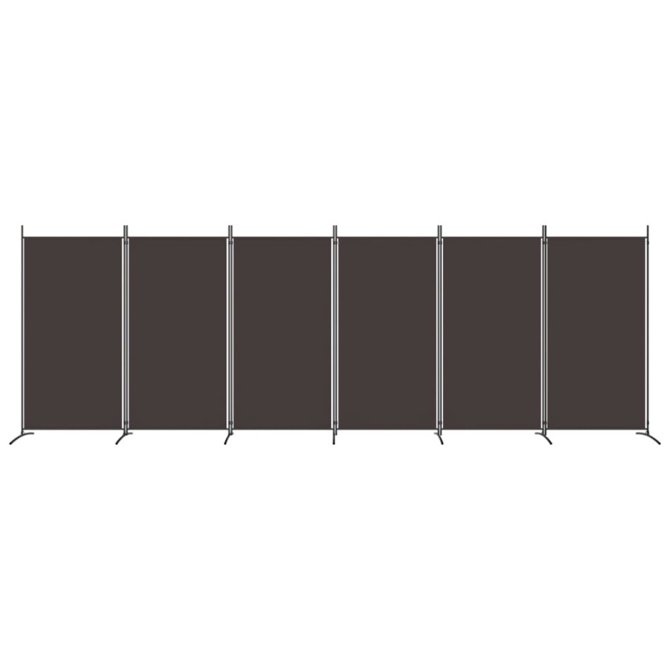 Biombo divisor de 6 paneles de tela marrón 520x180