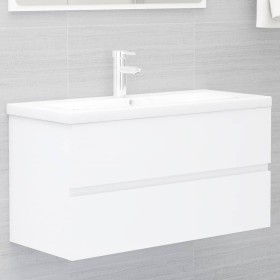 Mueble de lavabo madera de ingeniería blanco 90x38,5x45