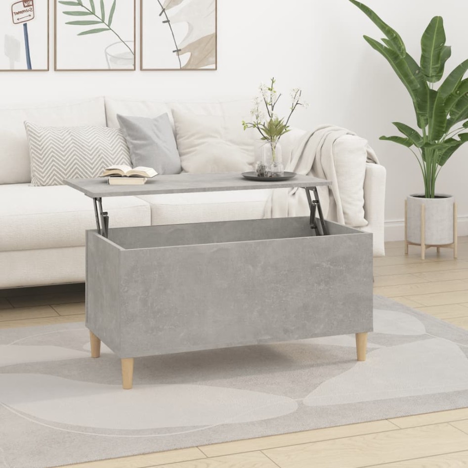Mesa de centro madera contrachapada gris hormigón 90x44,5x45