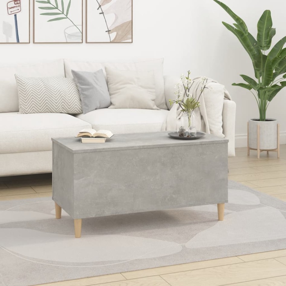 Mesa de centro madera contrachapada gris hormigón 90x44,5x45