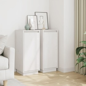 Aparador 2 uds madera maciza de pino blanco 31,5x34x75