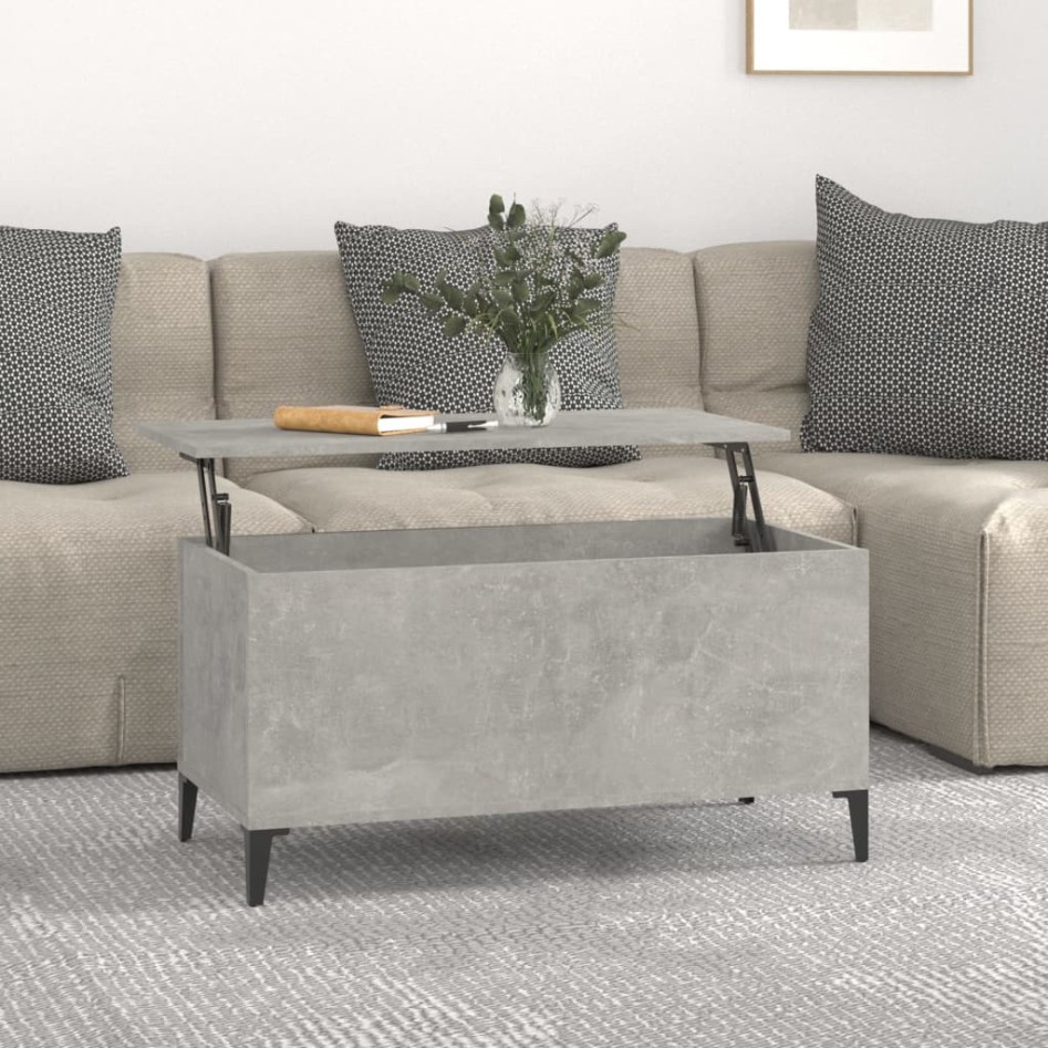 Mesa de centro madera contrachapada gris hormigón 90x44,5x45