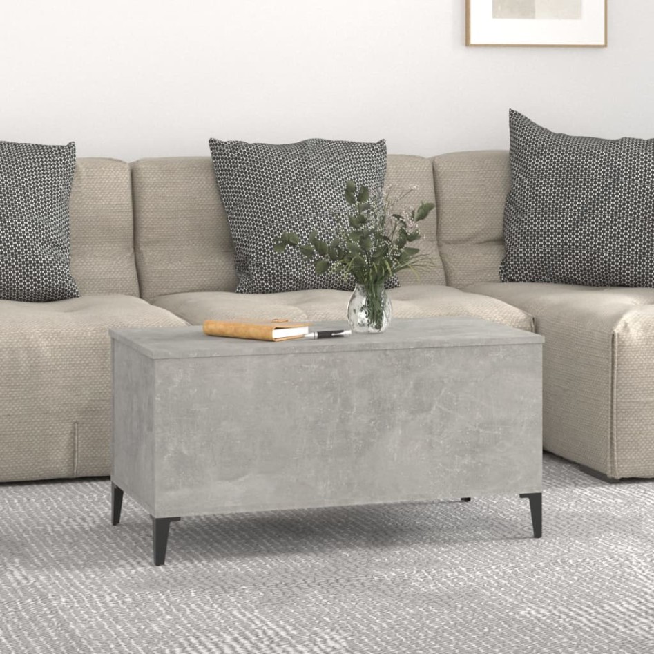 Mesa de centro madera contrachapada gris hormigón 90x44,5x45