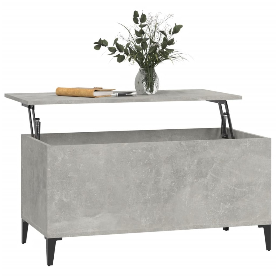 Mesa de centro madera contrachapada gris hormigón 90x44,5x45
