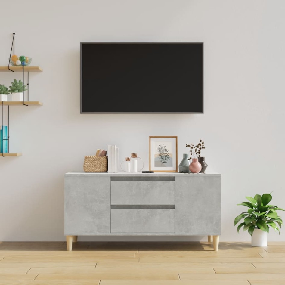 Mueble de TV madera contrachapada gris hormigón 102x44,5x50