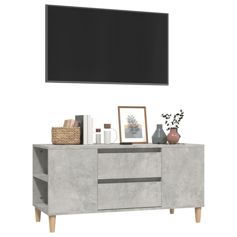 Mueble de TV madera contrachapada gris hormigón 102x44,5x50