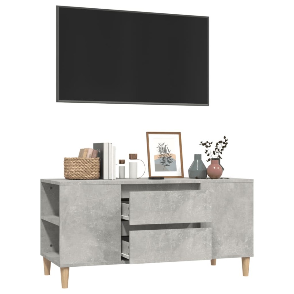 Mueble de TV madera contrachapada gris hormigón 102x44,5x50