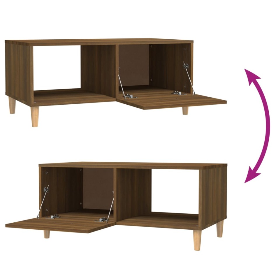 Mesa de centro madera de ingeniería roble marrón 89,5x50x40