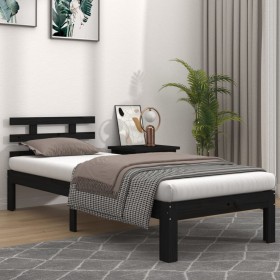 Estructura de cama sin colchón madera maciza negro 90x200