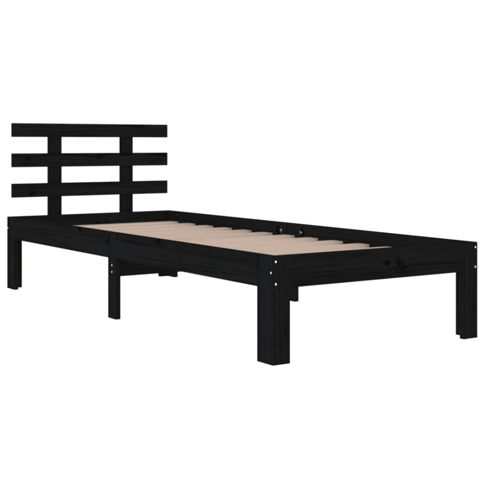 Estructura de cama sin colchón madera maciza negro 90x200
