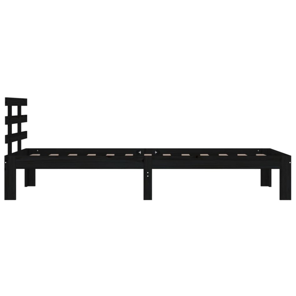 Estructura de cama sin colchón madera maciza negro 90x200