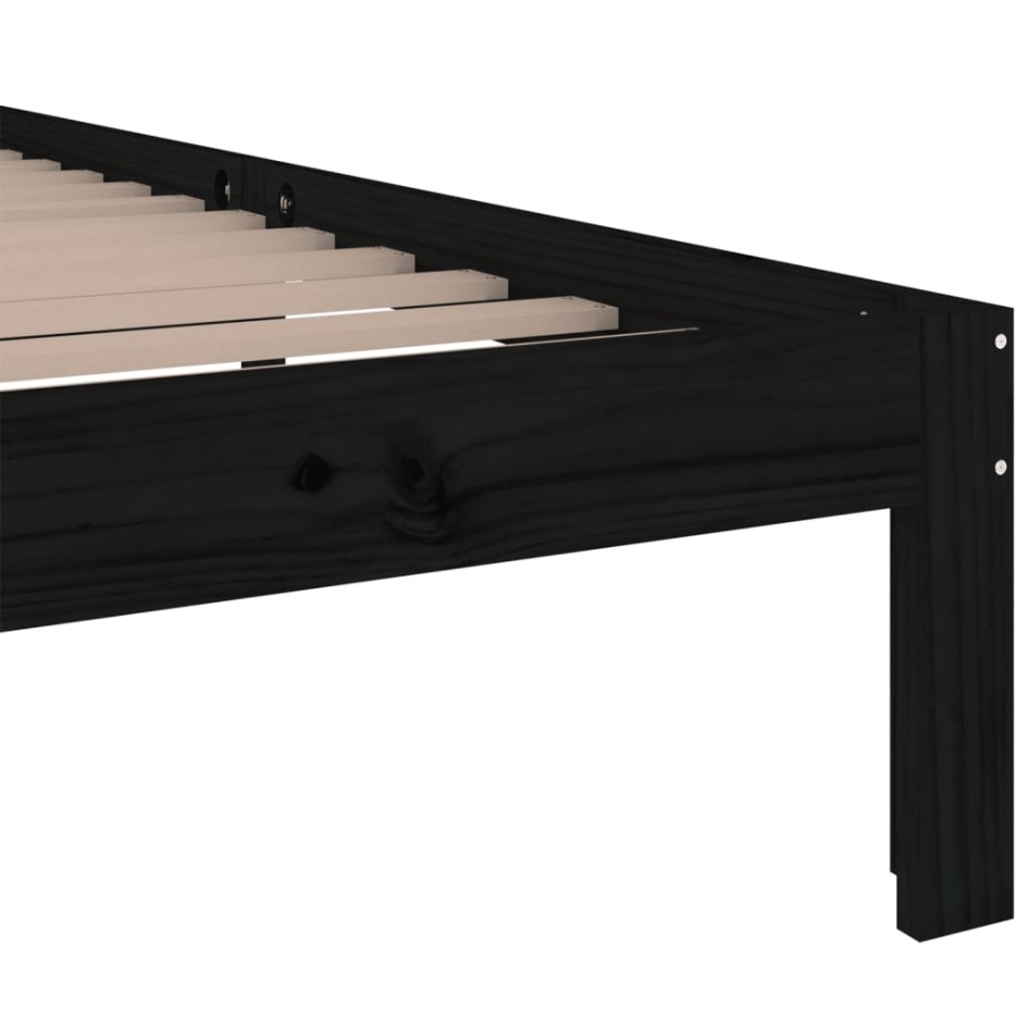 Estructura de cama sin colchón madera maciza negro 90x200
