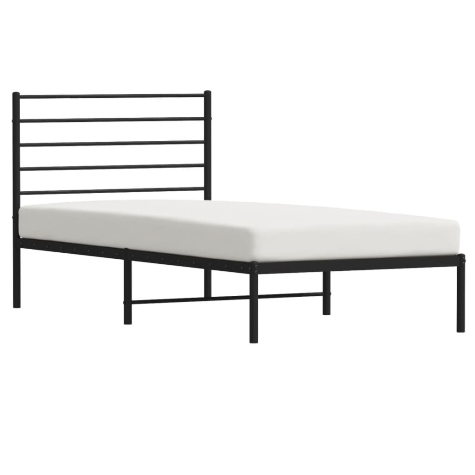 Estructura cama sin colchón con cabecero metal negro 90x200