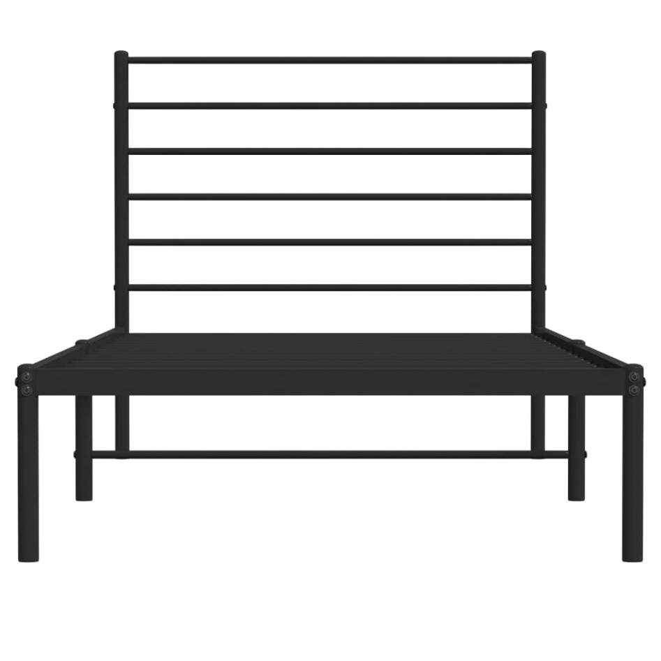 Estructura cama sin colchón con cabecero metal negro 90x200