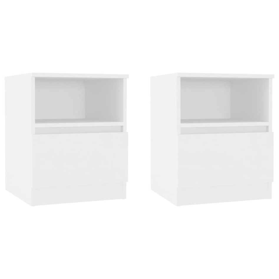 Mesitas de noche 2 uds madera contrachapada blanco 40x40x50
