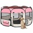 Parque de perros plegable y bolsa transporte rosa