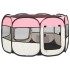 Parque de perros plegable y bolsa transporte rosa