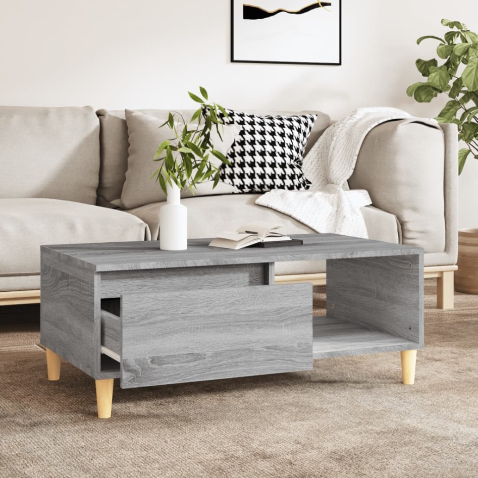 Mesa de centro madera contrachapada gris Sonoma 90x50x36,5