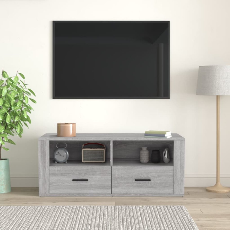 Mueble de TV madera contrachapada gris Sonoma 100x35x40