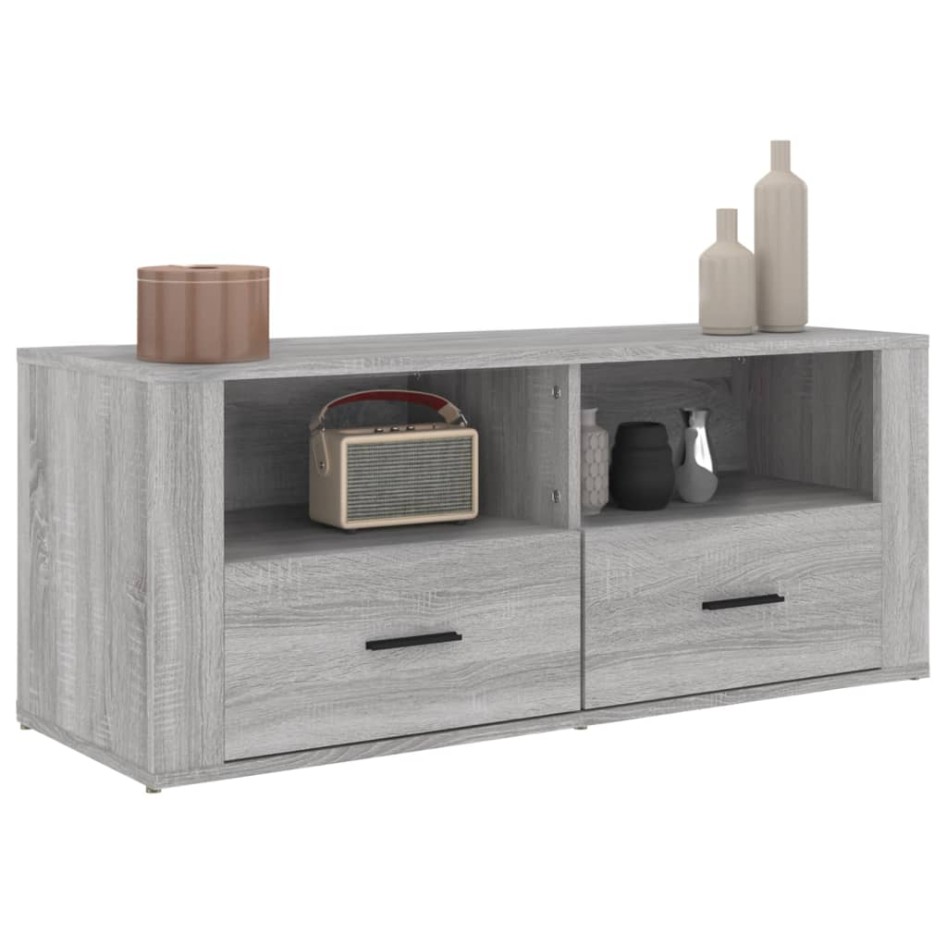 Mueble de TV madera contrachapada gris Sonoma 100x35x40