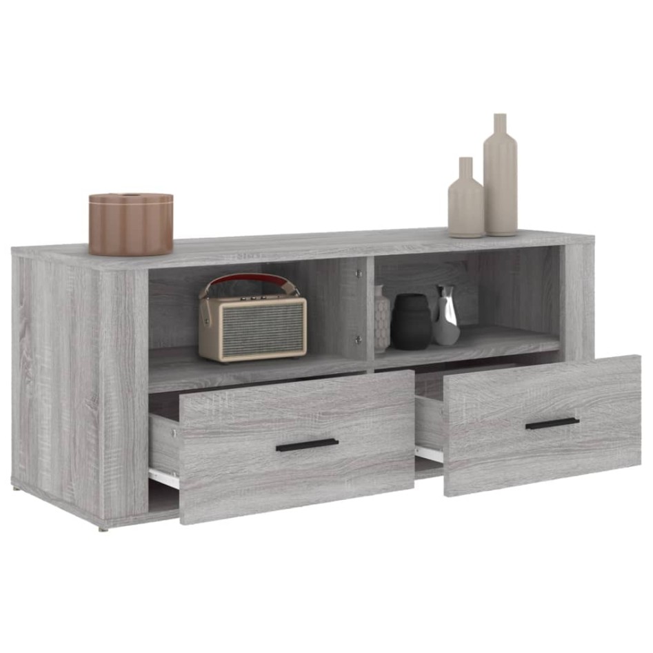 Mueble de TV madera contrachapada gris Sonoma 100x35x40