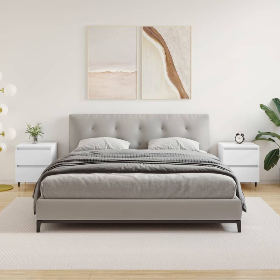 Mesitas de noche 2 uds madera de ingeniería blanco 40x35x50