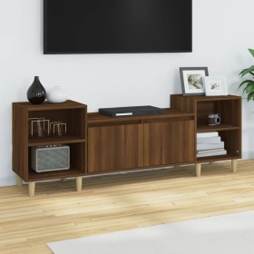 Mueble para TV madera contrachapada marrón roble 160x35x55