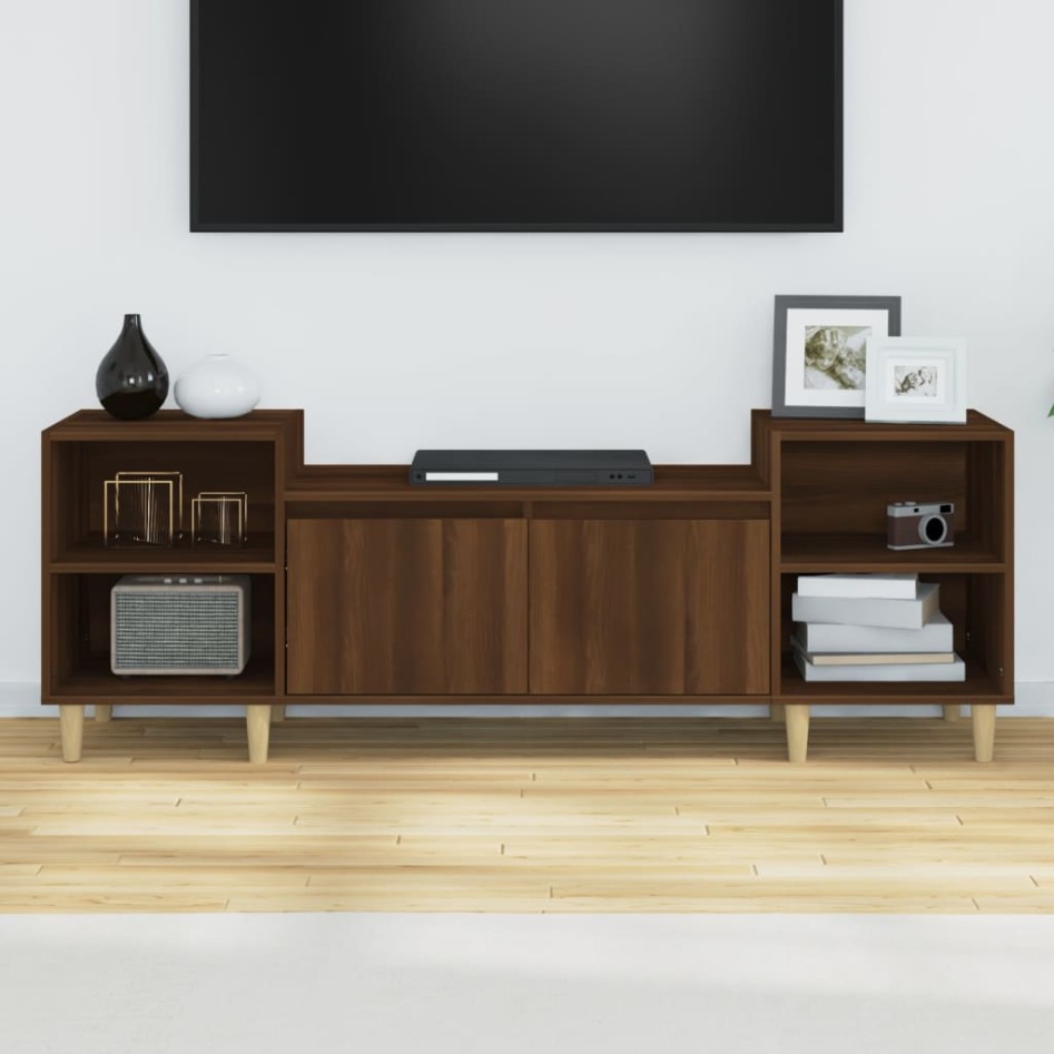 Mueble para TV madera contrachapada marrón roble 160x35x55