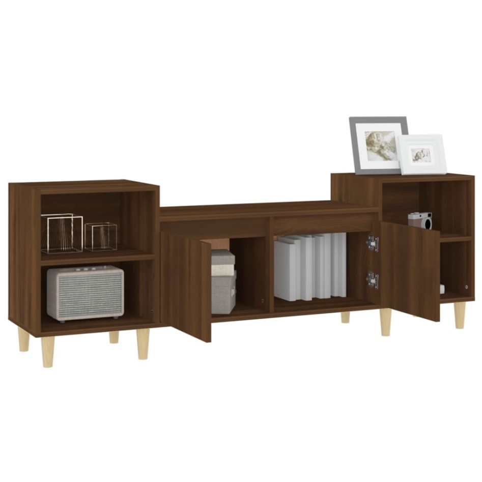 Mueble para TV madera contrachapada marrón roble 160x35x55
