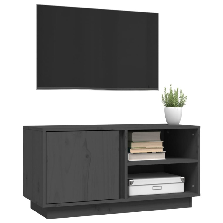 Mueble de TV madera maciza de pino gris 80x35x40,5