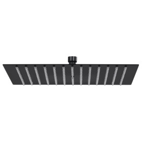 Cabezal ducha efecto lluvia acero inox cuadrado negro 40x40