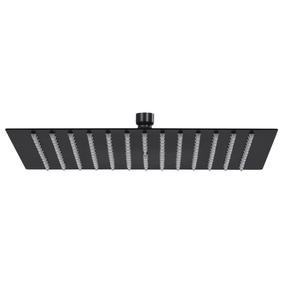 Cabezal ducha efecto lluvia acero inox cuadrado negro 40x40