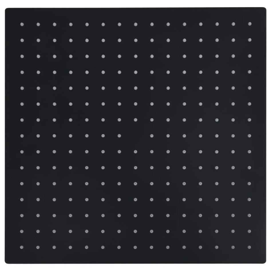 Cabezal ducha efecto lluvia acero inox cuadrado negro 40x40