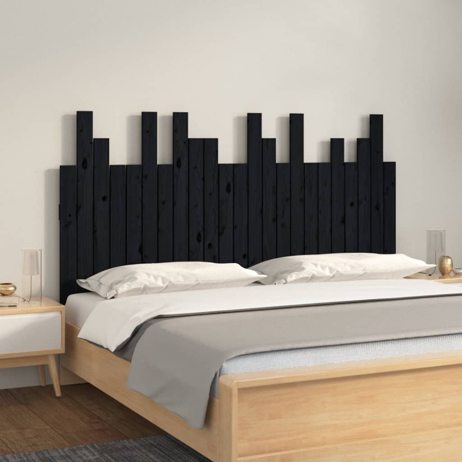 Cabecero de cama de pared madera maciza pino negro