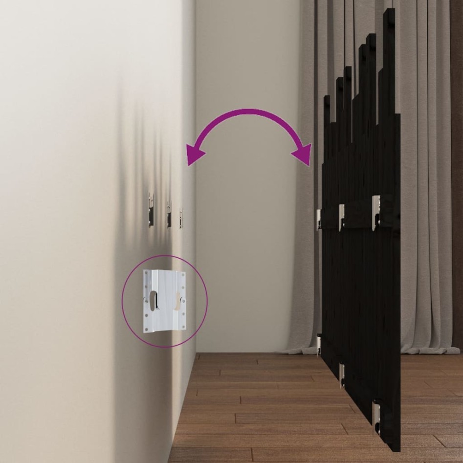 Cabecero de cama de pared madera maciza pino negro