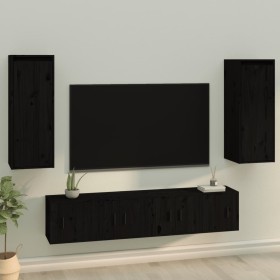 Armarios de pared 2 uds madera maciza de pino negro 30x30x80
